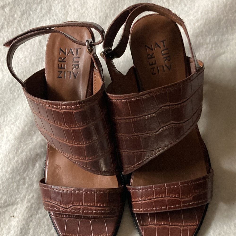 Naturalizer Brown Croc-Patterned heeled Sandals